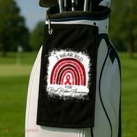 Bleached We Wear Red For Red Ribbon Week Awareness Rainbow Golf Towel thumb 2
