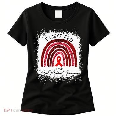 Bleached We Wear Red For Red Ribbon Week Awareness Rainbow Women's T-Shirt