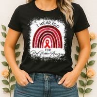Bleached We Wear Red For Red Ribbon Week Awareness Rainbow Women's T-Shirt thumb 2