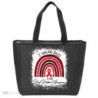 Bleached We Wear Red For Red Ribbon Week Awareness Rainbow Tote Bag thumb 0