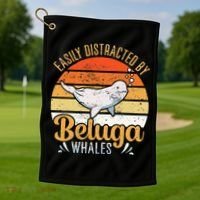 Beluga Whale White Whale Sea Canary Whale Watching Golf Towel thumb 1
