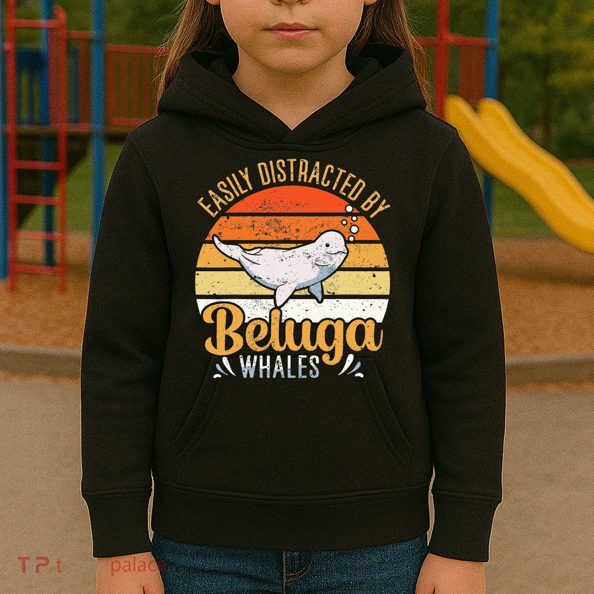 Beluga Whale White Whale Sea Canary Whale Watching Kids Hoodie