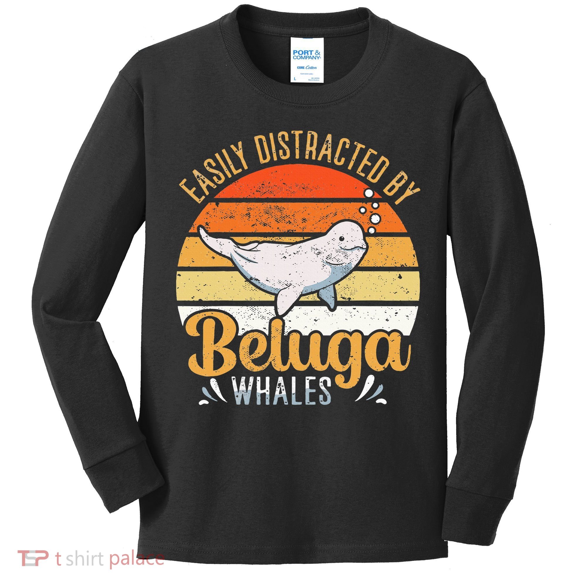Beluga Whale White Whale Sea Canary Whale Watching Kids Long Sleeve Shirt