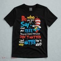 Be Who You Are And Say What You Feel Cat In Hat Autism Awareness T-Shirt thumb 5