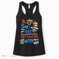 Be Who You Are And Say What You Feel Cat In Hat Autism Awareness Women's Tank Top thumb 0