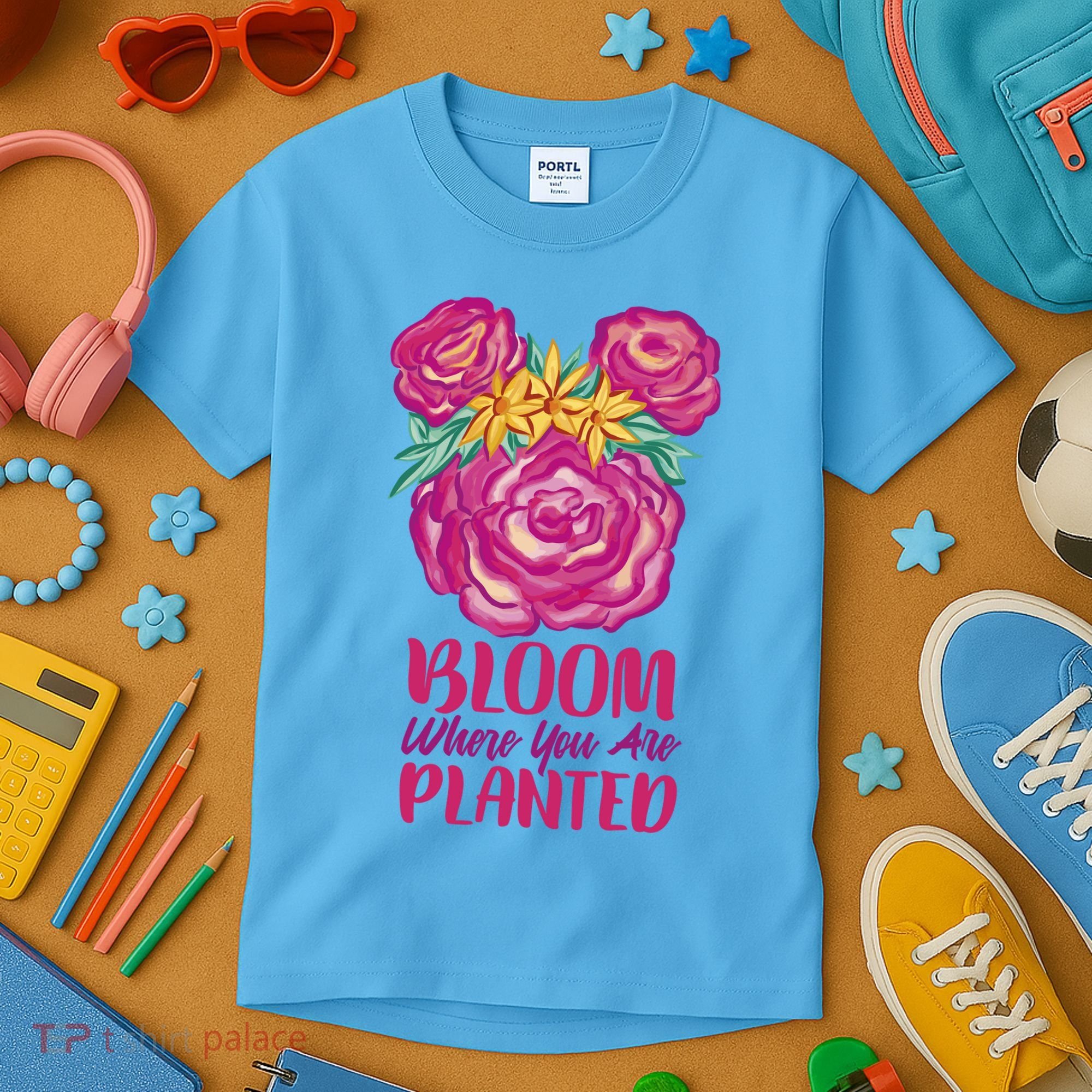 Bloom Where You Are Planted Floral Kids T-Shirt
