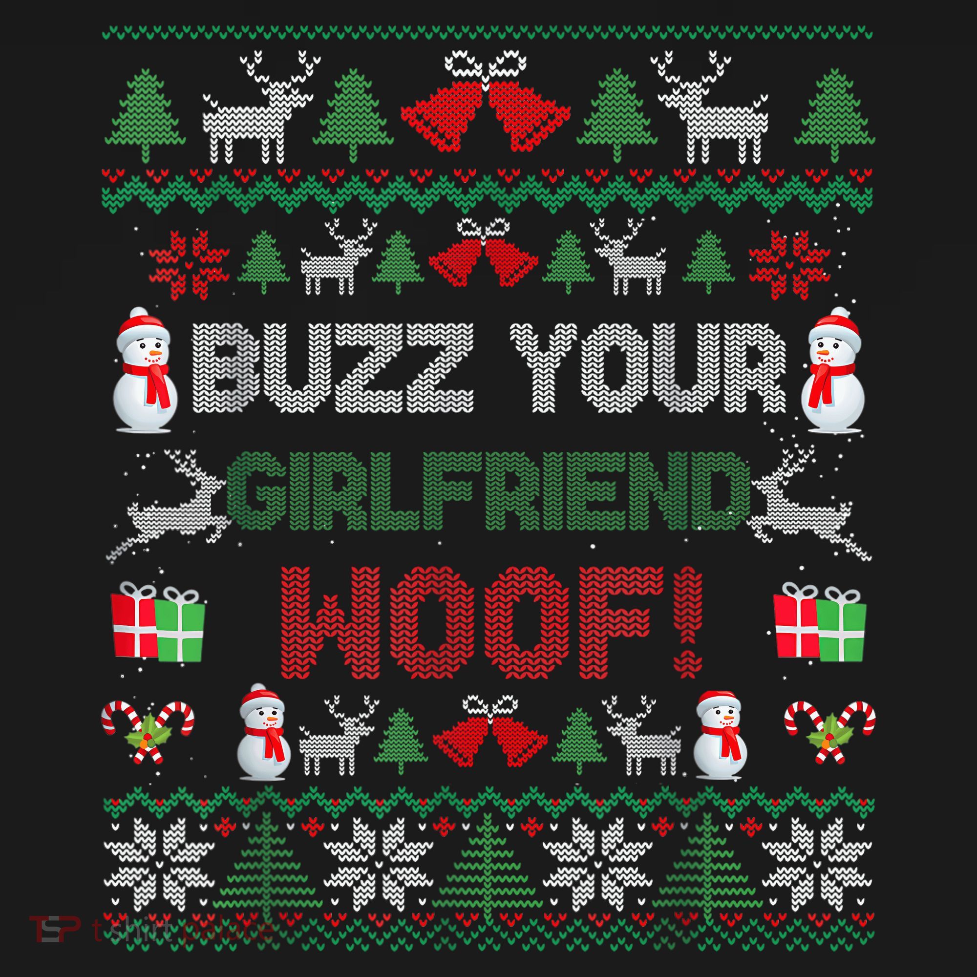 Buzz Xmas Your Girlfriend Woof! Ugly Christmas Sweater Mousepad