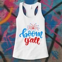 Boom Yall 4th Of July Firework Festive Women's Tank Top thumb 3