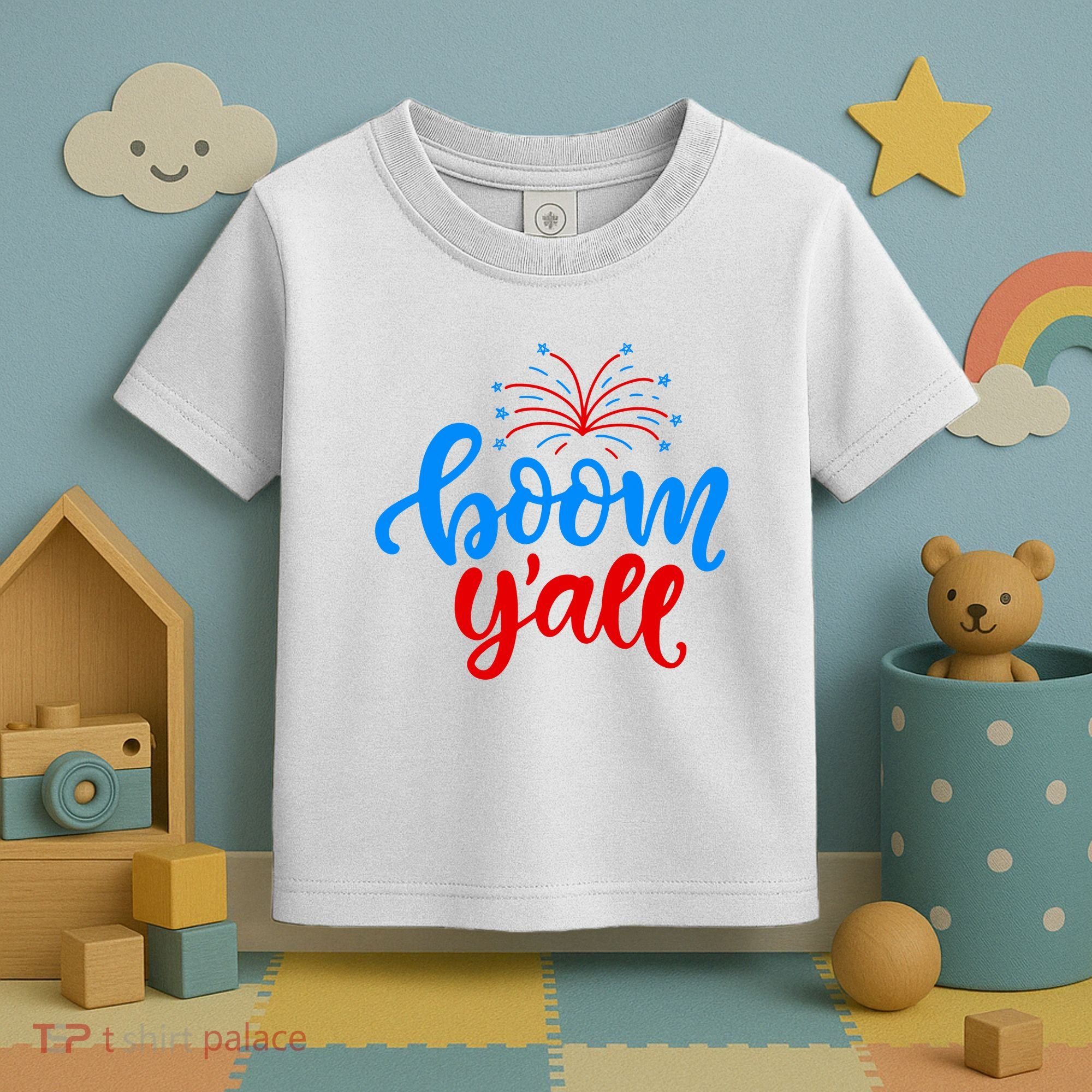 Boom Yall 4th Of July Firework Festive Toddler T-Shirt