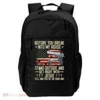 Before You Break Into My House Jesus Gun Rights On Back Backpack thumb 0