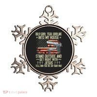 Before You Break Into My House Jesus Gun Rights On Back Ornament thumb 0