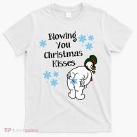Blowing You Christmas Kisses Funny Snowman T-Shirt thumb 0