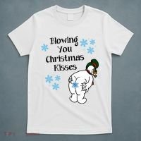 Blowing You Christmas Kisses Funny Snowman T-Shirt thumb 5