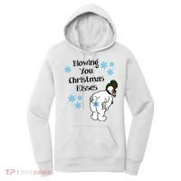 Blowing You Christmas Kisses Funny Snowman Women's Hoodie thumb 0