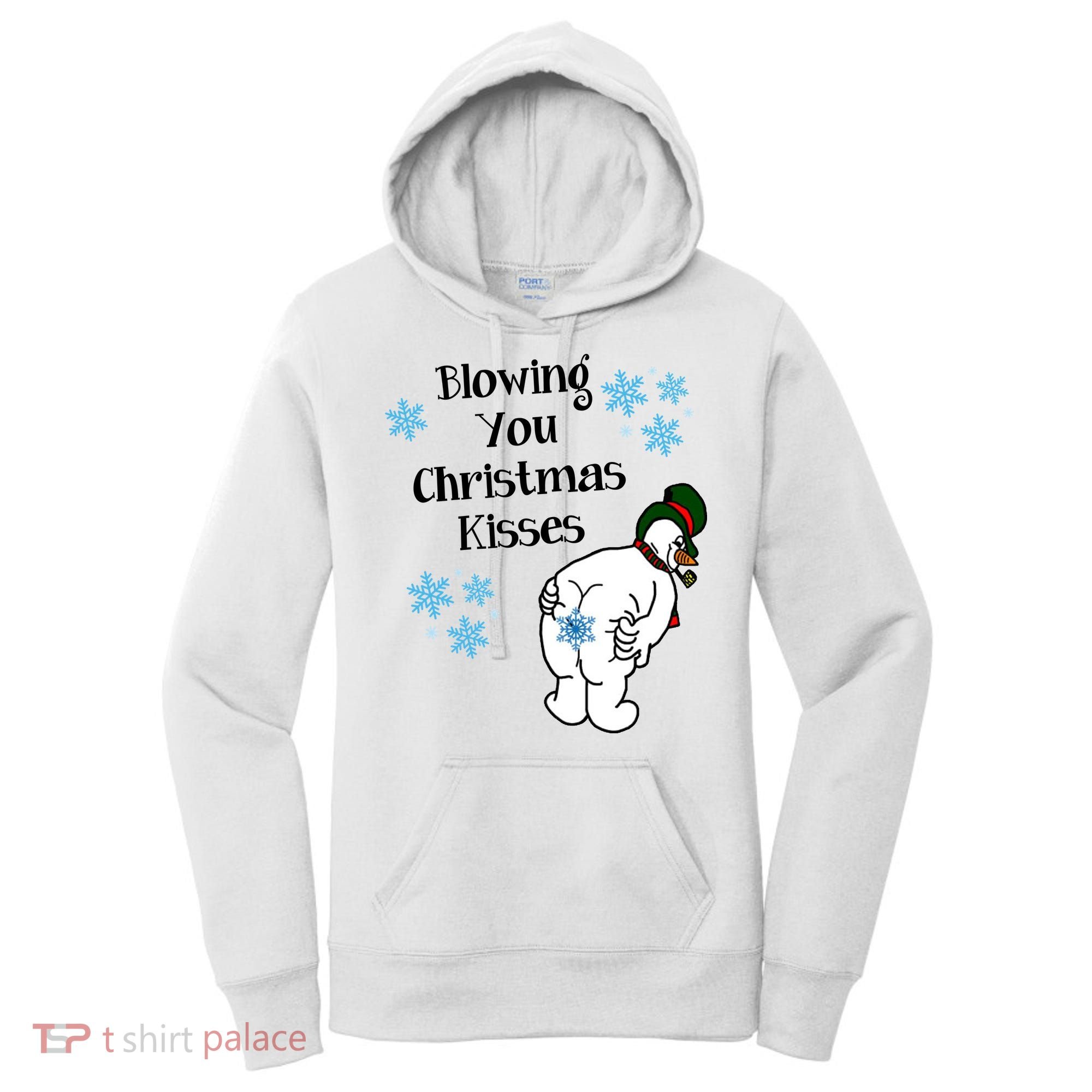 Blowing You Christmas Kisses Funny Snowman Women's Hoodie
