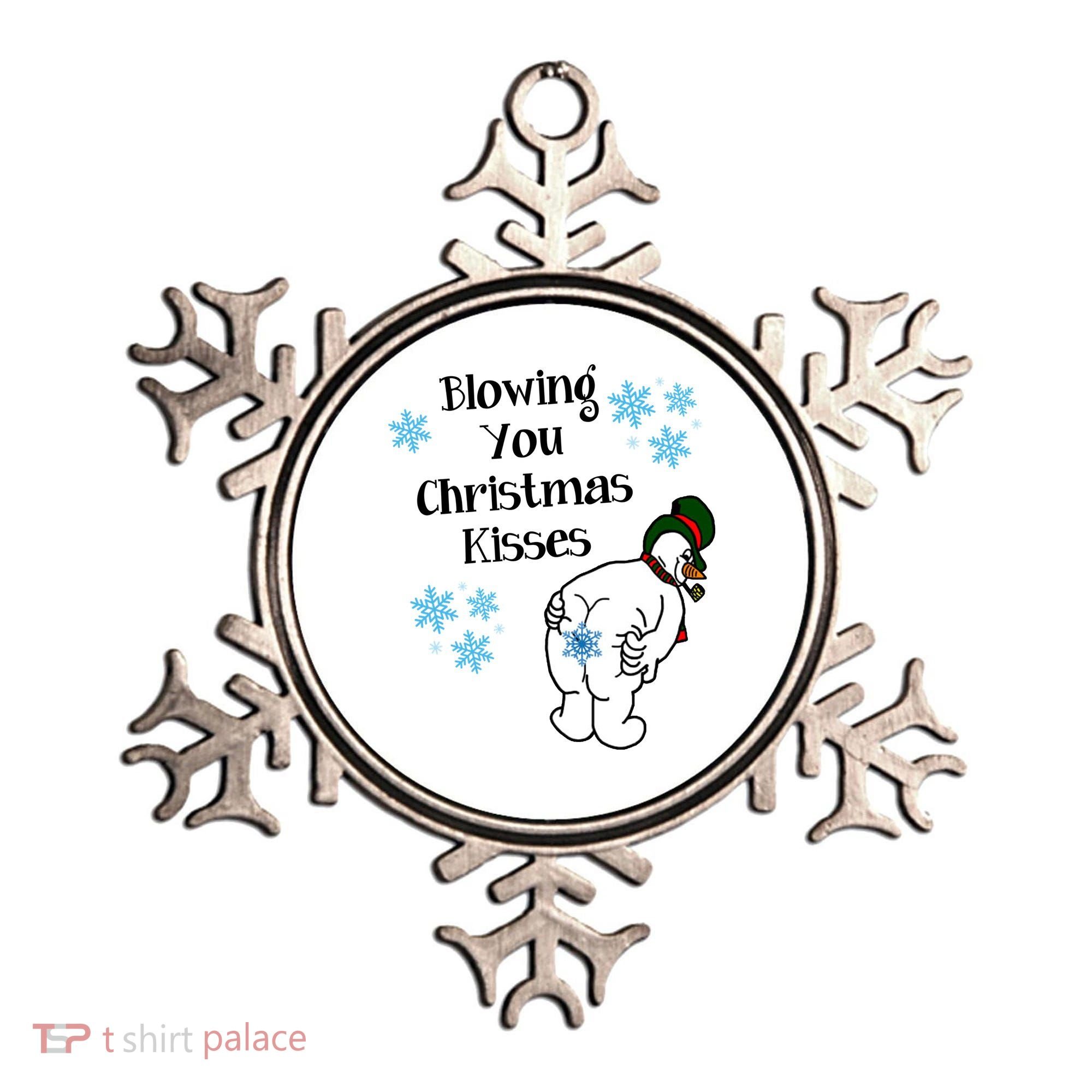 Blowing You Christmas Kisses Funny Snowman Ornament