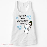 Blowing You Christmas Kisses Funny Snowman Women's Tank Top thumb 0