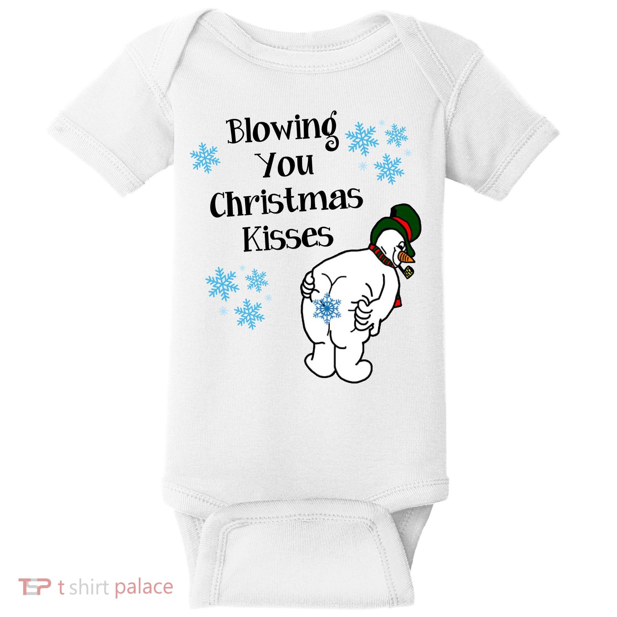 Blowing You Christmas Kisses Funny Snowman Baby Bodysuit