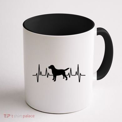 Black Yellow Chocolate Lab Heartbeat Valentine's Labrador Gift Coffee Mug back