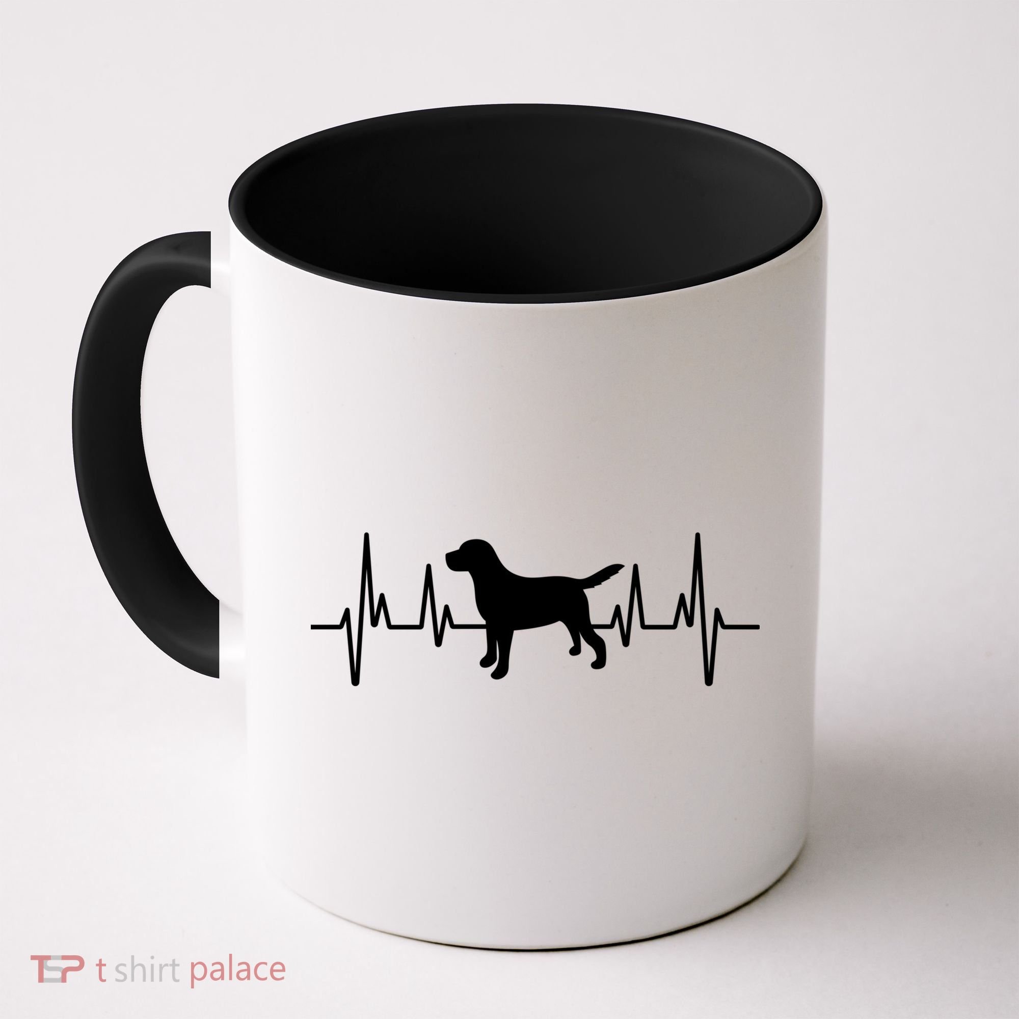 Black Yellow Chocolate Lab Heartbeat Valentine's Labrador Gift Coffee Mug