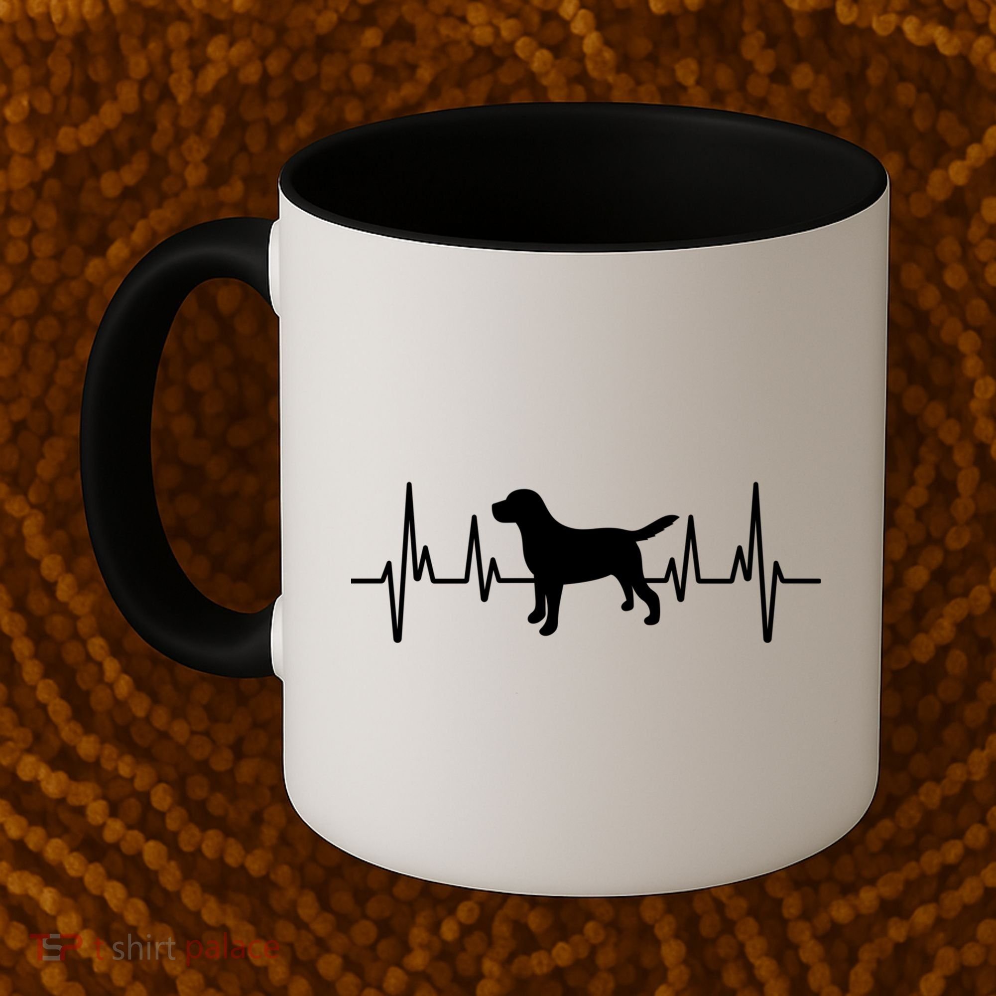 Black Yellow Chocolate Lab Heartbeat Valentine's Labrador Gift Coffee Mug