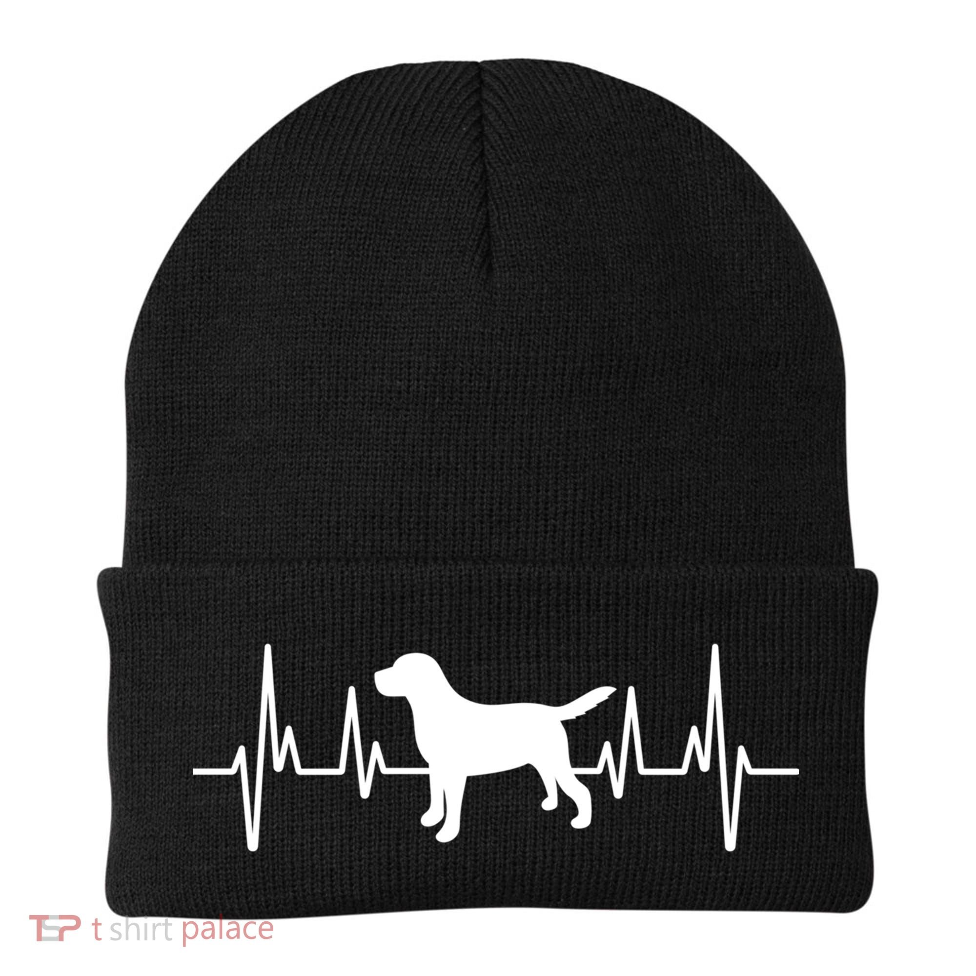 Black Yellow Chocolate Lab Heartbeat Valentine's Labrador Gift Beanie