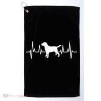 Black Yellow Chocolate Lab Heartbeat Valentine's Labrador Gift Golf Towel thumb 0