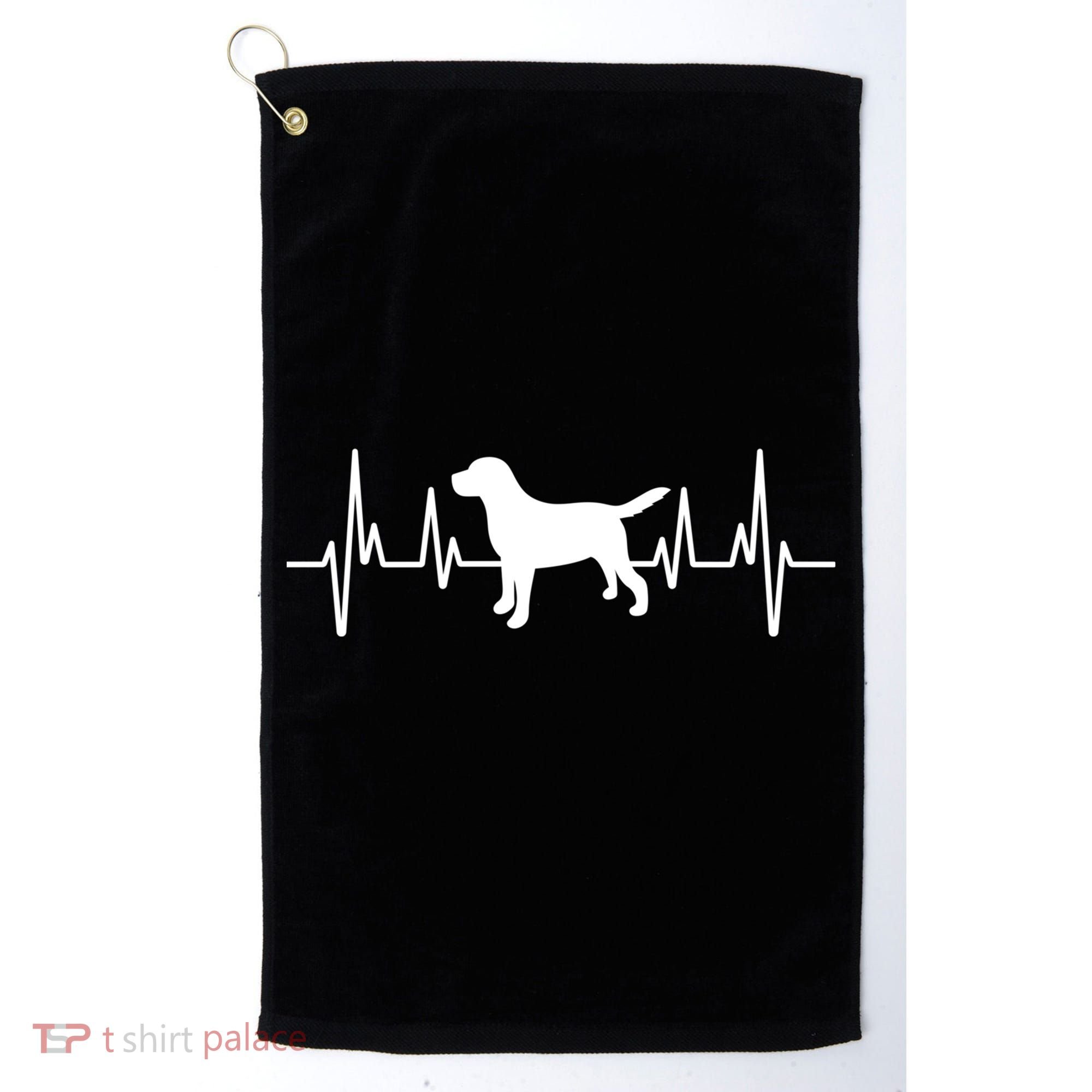 Black Yellow Chocolate Lab Heartbeat Valentine's Labrador Gift Golf Towel