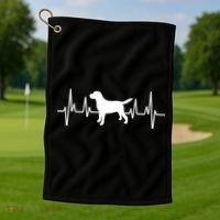 Black Yellow Chocolate Lab Heartbeat Valentine's Labrador Gift Golf Towel thumb 1