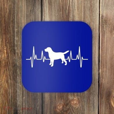 Black Yellow Chocolate Lab Heartbeat Valentine's Labrador Gift Coaster