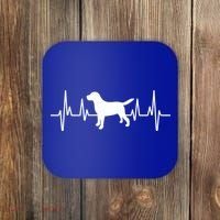Black Yellow Chocolate Lab Heartbeat Valentine's Labrador Gift Coaster thumb 0