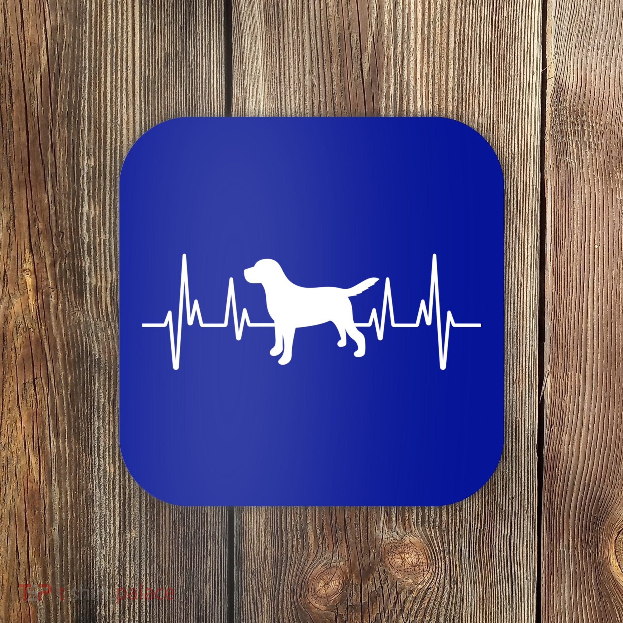 Black Yellow Chocolate Lab Heartbeat Valentine's Labrador Gift Coaster