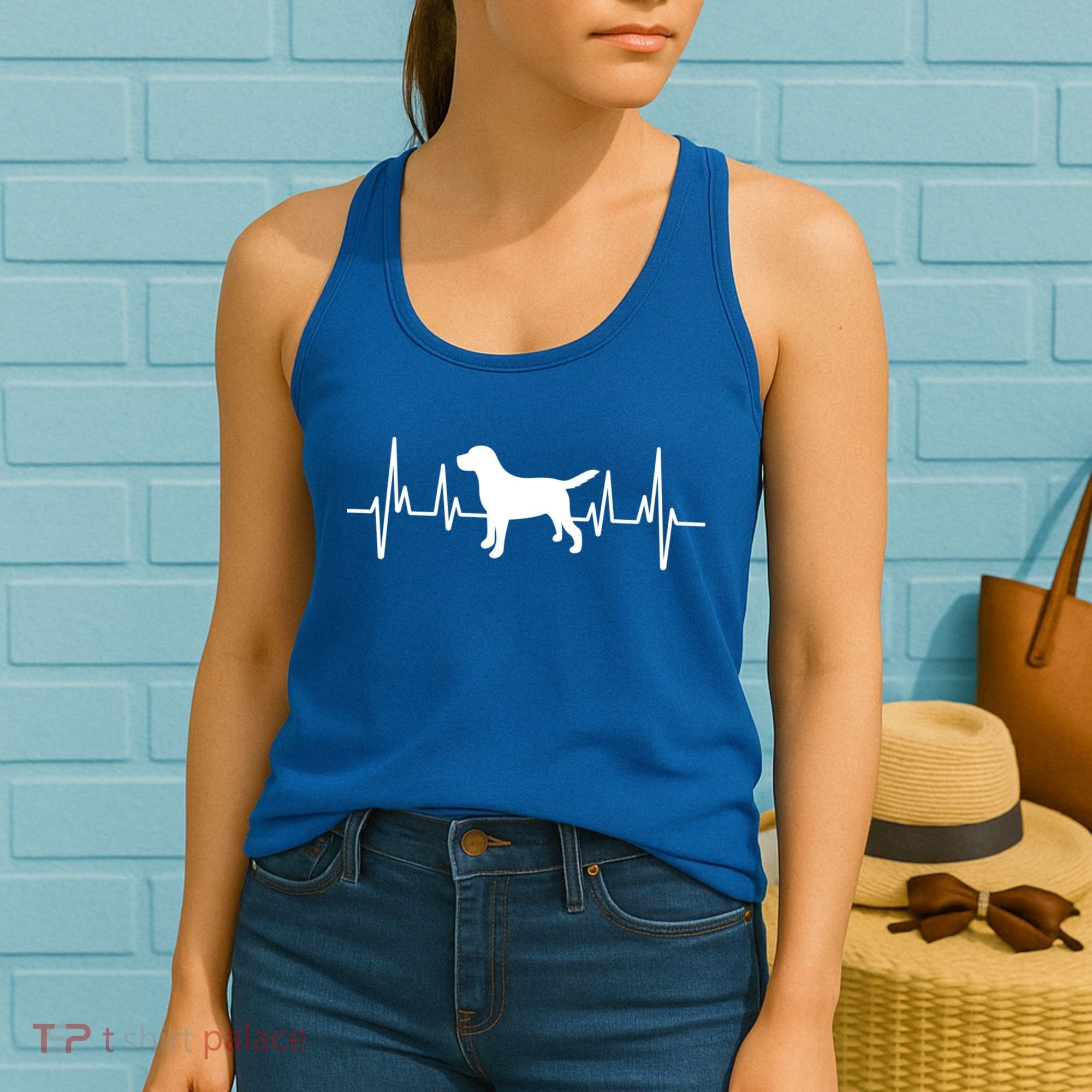 Black Yellow Chocolate Lab Heartbeat Valentine's Labrador Gift Women's Tank Top