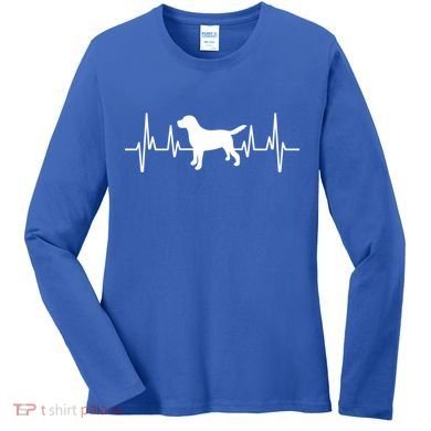 Black Yellow Chocolate Lab Heartbeat Valentine's Labrador Gift Women's Long Sleeve Shirt