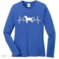 Black Yellow Chocolate Lab Heartbeat Valentine's Labrador Gift Women's Long Sleeve Shirt thumb 0