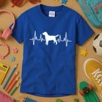 Black Yellow Chocolate Lab Heartbeat Valentine's Labrador Gift Kids T-Shirt thumb 3