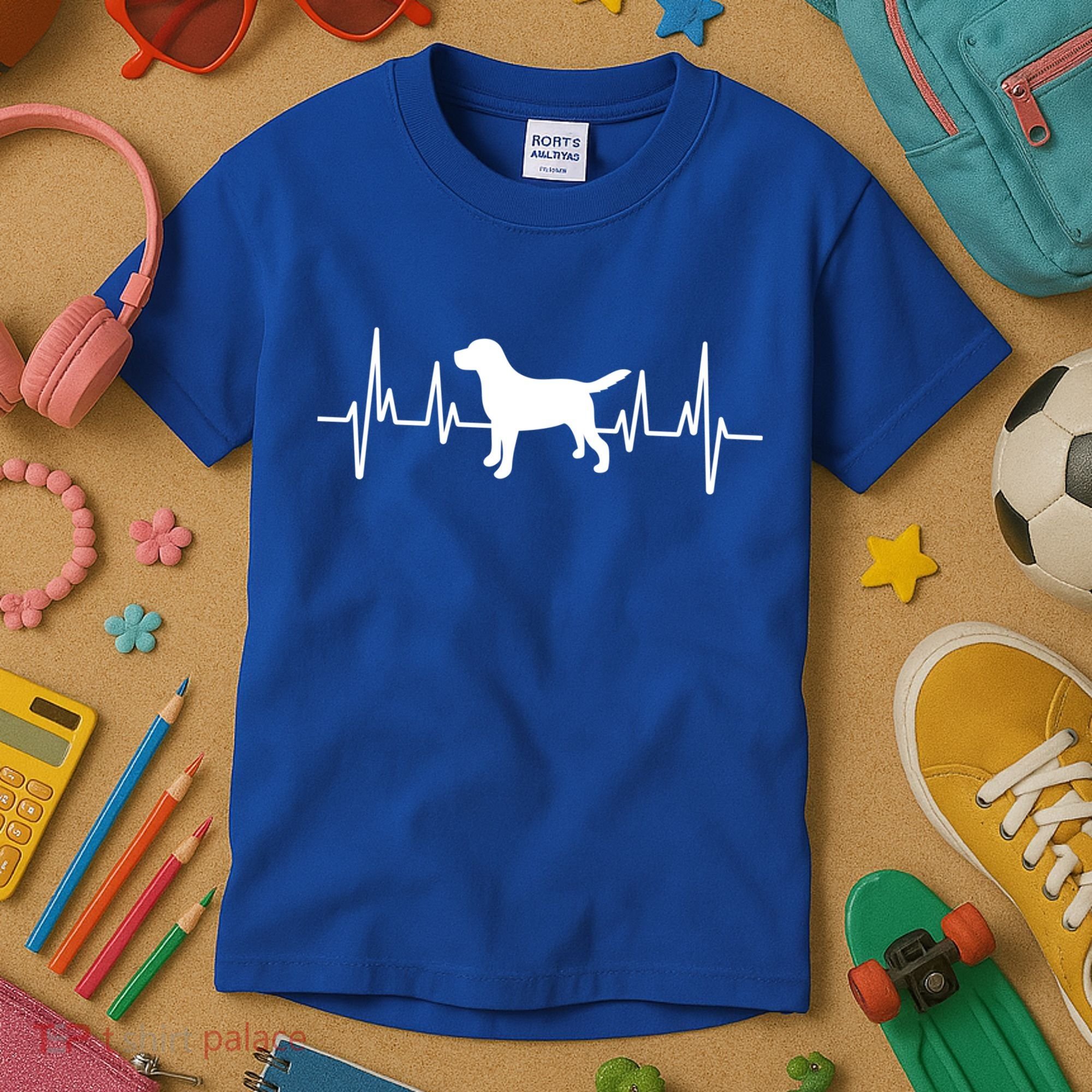 Black Yellow Chocolate Lab Heartbeat Valentine's Labrador Gift Kids T-Shirt