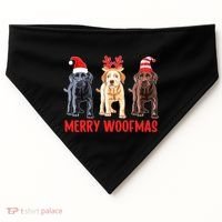 Black Yellow Chocolate Lab Christmas Labrador Merry Woofmas Gift USA-Made Doggie Bandana thumb 0