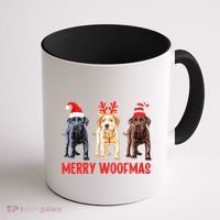 Black Yellow Chocolate Lab Christmas Labrador Merry Woofmas Gift Coffee Mug thumb 1