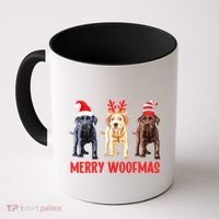 Black Yellow Chocolate Lab Christmas Labrador Merry Woofmas Gift Coffee Mug thumb 0