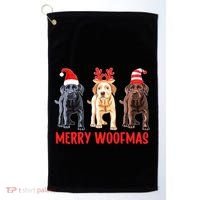 Black Yellow Chocolate Lab Christmas Labrador Merry Woofmas Gift Golf Towel thumb 0
