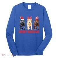 Black Yellow Chocolate Lab Christmas Labrador Merry Woofmas Gift Long Sleeve Shirt thumb 0