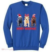 Black Yellow Chocolate Lab Christmas Labrador Merry Woofmas Gift Sweatshirt thumb 0