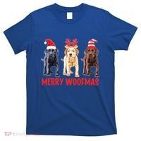 Black Yellow Chocolate Lab Christmas Labrador Merry Woofmas Gift T-Shirt thumb 0