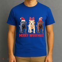 Black Yellow Chocolate Lab Christmas Labrador Merry Woofmas Gift T-Shirt thumb 3