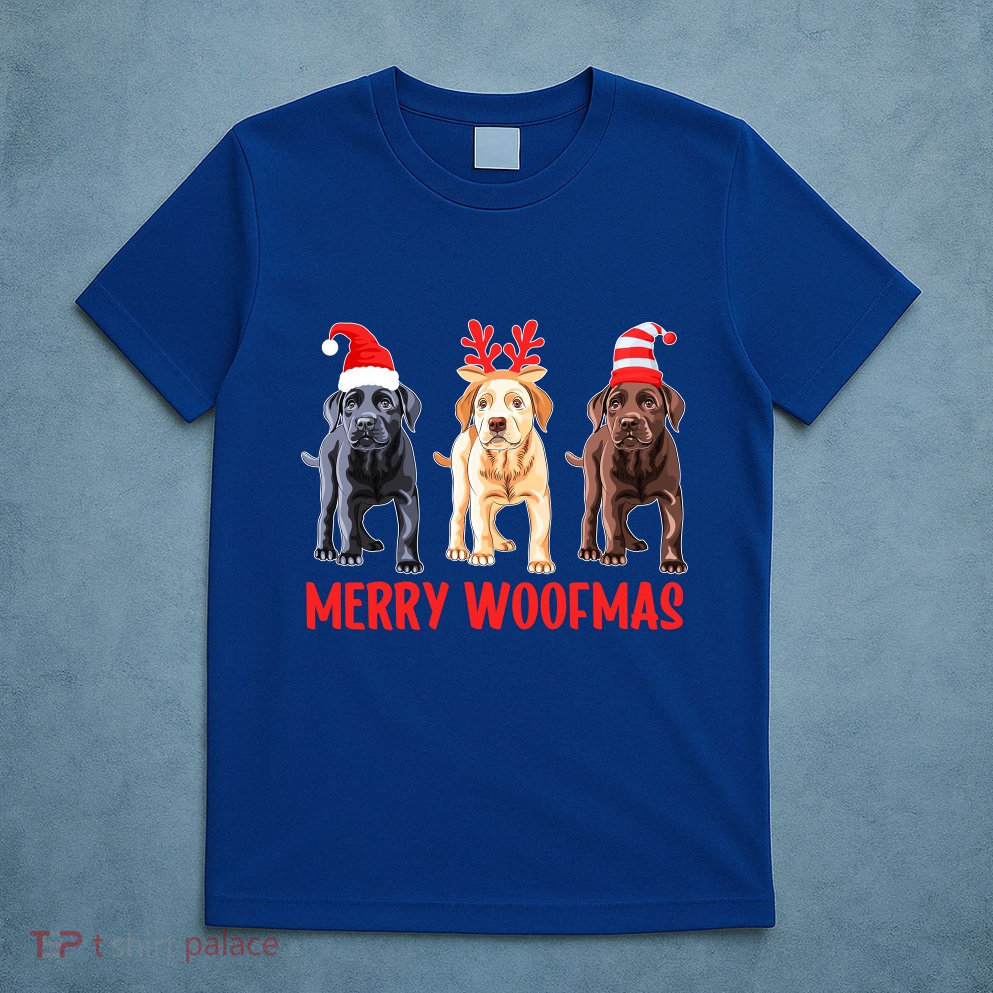 Black Yellow Chocolate Lab Christmas Labrador Merry Woofmas Gift T-Shirt