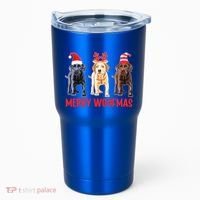 Black Yellow Chocolate Lab Christmas Labrador Merry Woofmas Gift Tumbler thumb 0