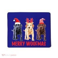 Black Yellow Chocolate Lab Christmas Labrador Merry Woofmas Gift Mousepad thumb 0