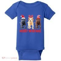 Black Yellow Chocolate Lab Christmas Labrador Merry Woofmas Gift Baby Bodysuit thumb 0