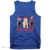 Black Yellow Chocolate Lab Christmas Labrador Merry Woofmas Gift Tank Top thumb 0